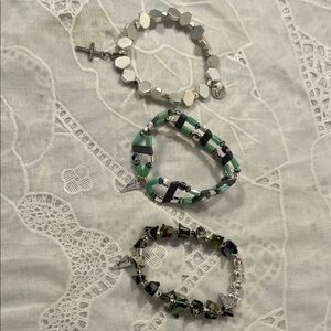 Erimish Silver and Green Bracelet Trio